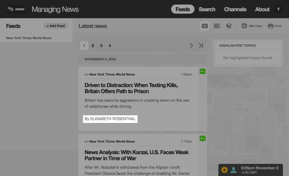 Настройка Managing News