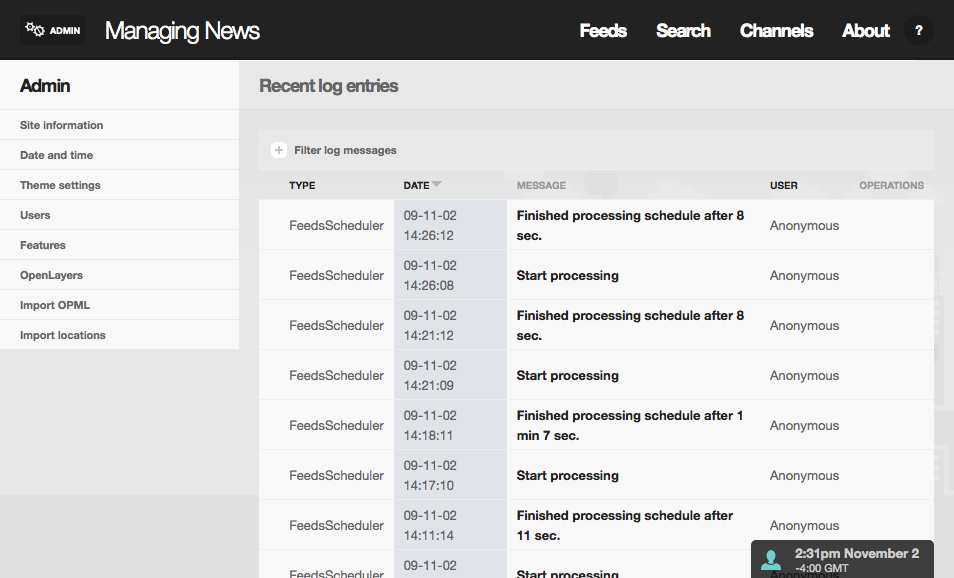 Настройка Managing News