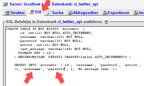 twitter + php: sql запрос